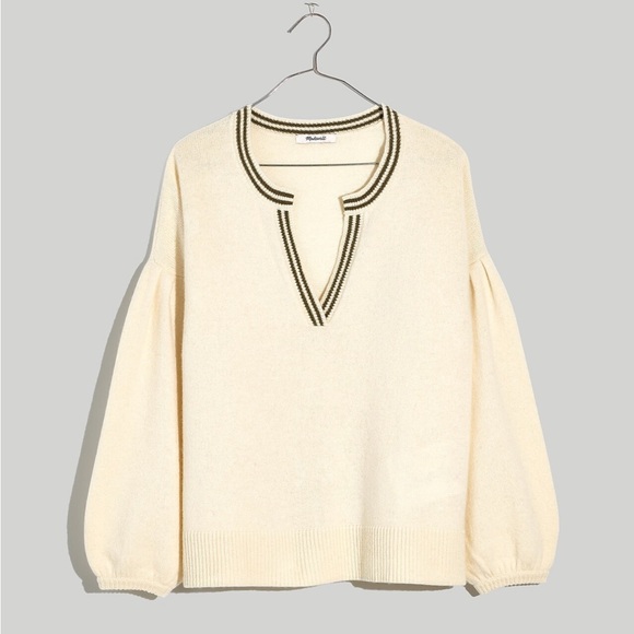 Madewell Pullover Sweater with Striped V Neck size Large - Picture 1 of 5